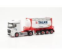 herpa modello di camion Mercedes-Benz Actros Bigspace '18 Swapcontainer-Sattelzug Talke, scala 1:87, modello tedesco, statuetta plastica