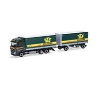 Herpa modello di camion Mercedes-Benz Streamspace 2.5Planen-Hängerzug "Emil Egger"(Schweiz/St. Gallen), in scala 1:87, pezzo da collezione, modello tedesco, statuetta plastica