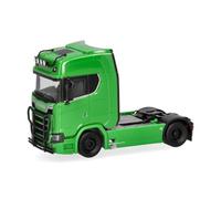 Herpa modello di camion Scania CS 20 Highline trattore stradale con barra portafari e paracolpi, 2 assi, verde, in scala 1:87, pezzo da collezione, modello tedesco, statuetta plastica