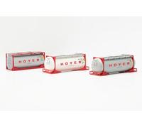 Herpa modello di camion Set con tre contenitori per cisterne "HOYER, in scala 1:87, pezzo da collezione, modello tedesco, statuetta plastica