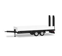 herpa Trailer Rimorchio Tandem a Basso carico con Rampe, Bianco, 076913