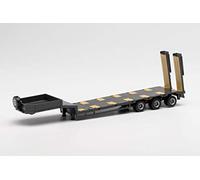 herpa Semitiefladeauflieger Goldhofer semirimorchio a pianale ribassato, 3 assi con rampe montate, antracite, in miniatura, per bricolage collezionismo e da regalo, Colore, 076371-007