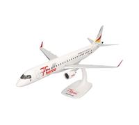 herpa Snap-Fit Modellino aereo German Airways Embraer E190 75 Years, Miniatura in scala 1:100, pezzo da collezione, modello con base, plastica
