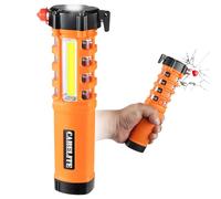 Herramienta de fuga de martillo de emergencia para coche, kit de supervivencia esencial 5 in 1 con cortador de cinturón de seguridad, martillo de ventanavidrio, linterna de trabajo y alarma SOS