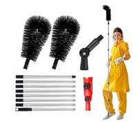 Herramientas para Limpiar Canaletas - Limpiacristales Largo Con Telescópico | Cepillos De Limpieza De Canalones | Limpiador Telescópico De Canaletas | No Necesita Escalera, Con Mango DE 3,2 M De