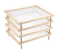 Herrb - Scolapiatti impilabile in legno con rete, scolapiatti per pasta in legno, stendino per pasta, frutta, frutta, carne, manzo, cucina domestica