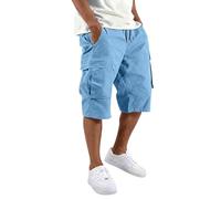 Herren Cargoshorts aus Polyesterstoff, mit Taschen, Cargo-Design, geradem Schnitt, komfortable Passform, mit dezentem Basislook, Fuer Sommer, Alltag und Urlaub bei aktivem Formdetail, Azzurro, S