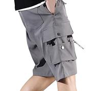Herren Cargoshorts aus Polyesterstoff, mit Taschen, Cargo-Design, komfortable Passform, mit urbanem Alltagsnutzen, Fuer Strand, Urlaub und Sommerfreizeit bei komfortablem Kombilook, Grigio, 3XL