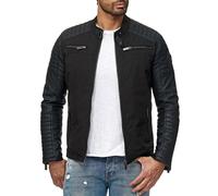 Redbridge Giacca da Uomo in Pelle Sintetica similepelle Giubbino Mezza Stagione Stile Biker Nero S