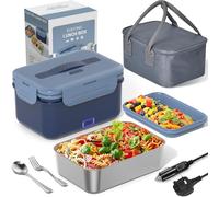 Herrfilk Contenitore per il pranzo elettrico da 100 W per adulti, 1,8 l, riscaldato con scomparti, contenitore termico per il pranzo con 230 V per casa/ufficio e cavi per auto/camion da 12 V 24 V