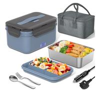 Herrfilk Contenitore per il pranzo elettrico da 100 W, per adulti, termico da 1,8 l, con scomparti, contenitore per il pranzo riscaldato con 230 V per casa/ufficio e cavi per auto/camion da 12 V 24 V
