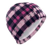 Herringbone Houndstooth Checked Hot Pink Navy Impermeabile Nuotata per capelli corti Calvi Nuoto impermeabile per gli uomini Protezione dei capelli e riduzione della resistenza Gorro de natacion para