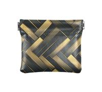 Herringbone Metal Vintage Gold Women Leather Cash Wallet Portable Mini Cosmetic Case for Ladies, a spina di pesce, metallo, oro vintage, 1 size, Stampa artistica