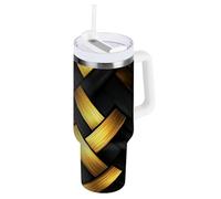 Herringbone Metal Vintage Oro Rosso Vuoto Coldee Tumbler Coperchio a prova di perdite e Cannuccia Bulk Bottiglie d'acqua Riutilizzabile Tazza da viaggio con manico per scuola, sport, asilo nido