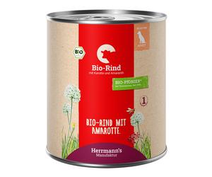 Herrmann's Bio-Menù / Menù Sensitive 6 x 800 g umido cane - Manzo Bio con Carote Bio e Amaranto Bio