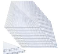 Herrselsam 14 Fogli di Policarbonato Alveolari, 60,5 x 121 cm, Piastra Doppia 10,25 m², Piastre in Policarbonato da 4 mm, Resistenti ai Raggi UV, per Serra, Giardino