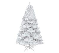 Herrselsam Albero di Natale artificiale albero di Natale bianco ritardante di fiamma PVC 600 punte con supporto in metallo (180 cm)