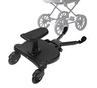 Herrselsam Passeggino per tutti i passeggini, Kiddy Board con sedile, pedana per passeggini a 360°, con design a due ruote, da 25 kg, disponibile per ogni passeggino (nero)