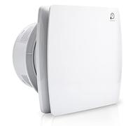 Herrselsam Ventilatore da bagno, 100 mm, con sensore di umidità e valvola di ritorno, timer, ventilatore da bagno, ventilatore di scarico, funzionamento silenzioso, per bagno e cucina, bianco