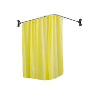 Hershii Asta curva per tenda da doccia ad angolo a forma di L, asta decorativa estensibile per vasca da bagno, barra per doccia in metallo, montaggio a parete o ventose, colore nero