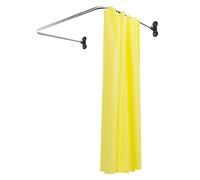 Hershii Asta curva per tenda da doccia ad angolo a forma di U, asta decorativa estensibile per vasca da bagno in metallo, montaggio a parete o ventose, nero