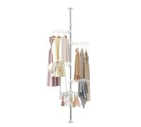 Hershii Extend Stendino Indoor Indumento Cappotto Verticale Standing Storage Hanger Telescopico Tension Pole DIY Pavimento Al Soffitto Lundry Rack Organizer System, With 11 Clips