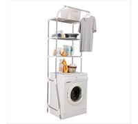 Hershii Scaffale per lavanderia a 3 ripiani da posizionare sopra la toilette/lavatrice portaoggetti per il bagno organizer regolabile per scaffale con asta per appendere vestiti