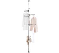 Hershii Stendibiancheria regolabile per interni, balcone, lavanderia, organizer per vestiti, appendiabiti da parete, fai da te, da pavimento a soffitto, asta telescopica, colore: grigio