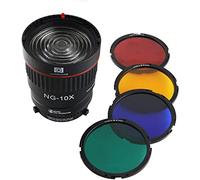 Hersmay NG-10X Mount Fresnel Lens Focusing Adapter 10-40° 5X Brighter per Godox SL-60W Mount Studio Light Flash LED Light 4 Filtri Gel Colorati