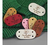 HERSTL 12 Pezzi Di Etichette Personalizzate In Ecopelle Per Lavori All'uncinetto Con Logo, Etichetta Cucite Personalizzate Per Capi Lavorati A Maglia, Cappelli Fatti A Mano, Berretti, Sciarpe