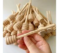 HERSTL 20/50/100 Pezzi Personalizza Barretta for Miele, Mini Cucchiaio da Miele in Legno Personalizzato, Regalo for Festa di Nozze Utensili da Cucina for Dessert tè al Latte Bastoncini(50PCS,15cm)