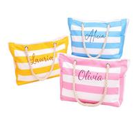 HERSTL Borsa Da Spiaggia Con Monogramma Personalizzato Per Donna, Borsa Tote In Tela Personalizzata, Borse Da Piscina Grande Resistente Alla Sabbia Per Addio Al Nubilato, Damigella D'onore