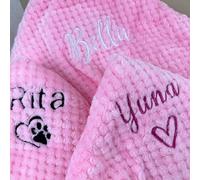 HERSTL Coperta Personalizzata For Cani, Coperta Ricamata Personalizzata Con Nome E Data Di Nascita, Morbida Coperta Con Stampa Di Zampa, Regalo For Cani, Cuccioli, Gatti E Gattini(100X150cm)