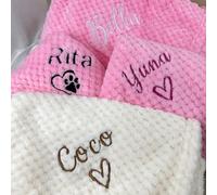 HERSTL Coperta Personalizzata For Cani, Coperta Ricamata Personalizzata Con Nome E Data Di Nascita, Morbida Coperta Con Stampa Di Zampa, Regalo For Cani, Cuccioli, Gatti E Gattini(70X100cm)