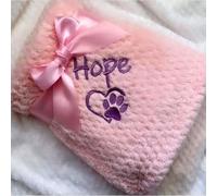 HERSTL Coperta Personalizzata For Cani, Coperta Ricamata Personalizzata Con Nome E Data Di Nascita, Morbida Coperta Con Stampa Di Zampa, Regalo For Cani, Cuccioli, Gatti E Gattini(150X200cm)