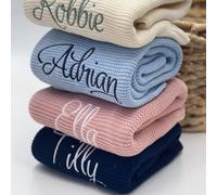 HERSTL Copertina Neonato Personalizzata con Nome, Coperta Estiva in Cotone per Carrozzina e Culla, Regalo Nascita