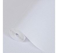 Hersvin 44.5cmx500cm Tappetino per Cassetti, Tappetini Non-Adesivo EVA Plastica Rotolo Carta per Mensola Cassetto Frigorifero Tavolo Mobile Cucina Lavello Ripiani(Bianco Puntino)