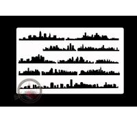 Herterich Products Airbrush Stencil for Skyline | Tattoo and Graffiti Stencil Template | Precise City Design | Riutilizzabile e resistente ai solventi