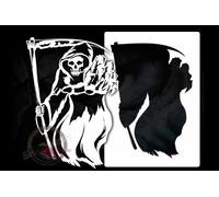 Herterich Products Airbrush Stencil Grim Reaper | Skull Skull Stencil | Riutilizzabile e Resistente ai solventi | Mylar 0,1-0,2 cm | per Spray, Acrilico e aerografo