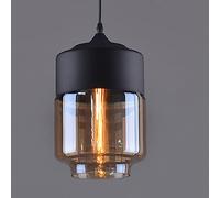 Hertl Lampada a Sospensione Industriale, Lampada a Sospensione Vintage da Fattoria con Paralume in Vetro Ambrato, Lampada a Sospensione Rustica Moderna Nera for Cucina Isola Sala da Pranzo Corridoio C