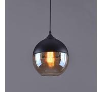 Hertl Lampada a Sospensione Industriale, Lampada a Sospensione Vintage da Fattoria con Paralume in Vetro Ambrato, Lampada a Sospensione Rustica Moderna Nera for Cucina Isola Sala da Pranzo Corridoio C