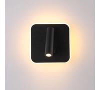 Hertl Lampada da lettura da comodino Lampada da parete con applique di fondo, Lampade da parete quadrate in alluminio con finitura nera opaca, Lampade da parete moderne a LED con funzione di regolazio