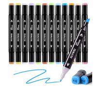 HERUAI Set di pennarelli con alcool, 12 colori con app per colorazione, a doppia punta, per artisti, per bambini, adulti, graffiti anime, illustrazione