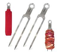 HERUKI Spiedini doppi da 36,6 cm, in acciaio inox, resistenti, per barbecue, kabob, shawarma, carne, pesce, pollo, accessori riutilizzabili per barbecue per Grill Master Arsenal, 2 unità