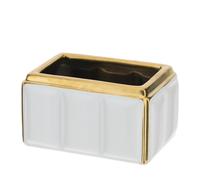 HERVIT ART.00425 CONTENITORE RETTANGOLARE CERAMICA BIANCO/ORO 16X11X8CM