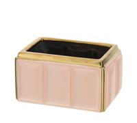 HERVIT ART.00426 CONTENITORE RETTANGOLARE CERAMICA ROSA/ORO 16X11X8CM