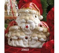 HERVIT ART. 25622 - PORTATEALITE 3 TESTE BABBO NATALE 18 CM