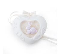 HERVIT ART. 26972 SET 6 CUORI PORCELLANA BIANCA 6CM BUNNY ROSA