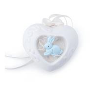 Hervit ART. 26973 CUORE PORC.BIANCA 6CM BUNNY BLU