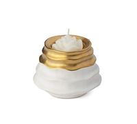 Hervit Art.27944 PORTACANDELA GRES Bianco/Oro Dia 10X8CM